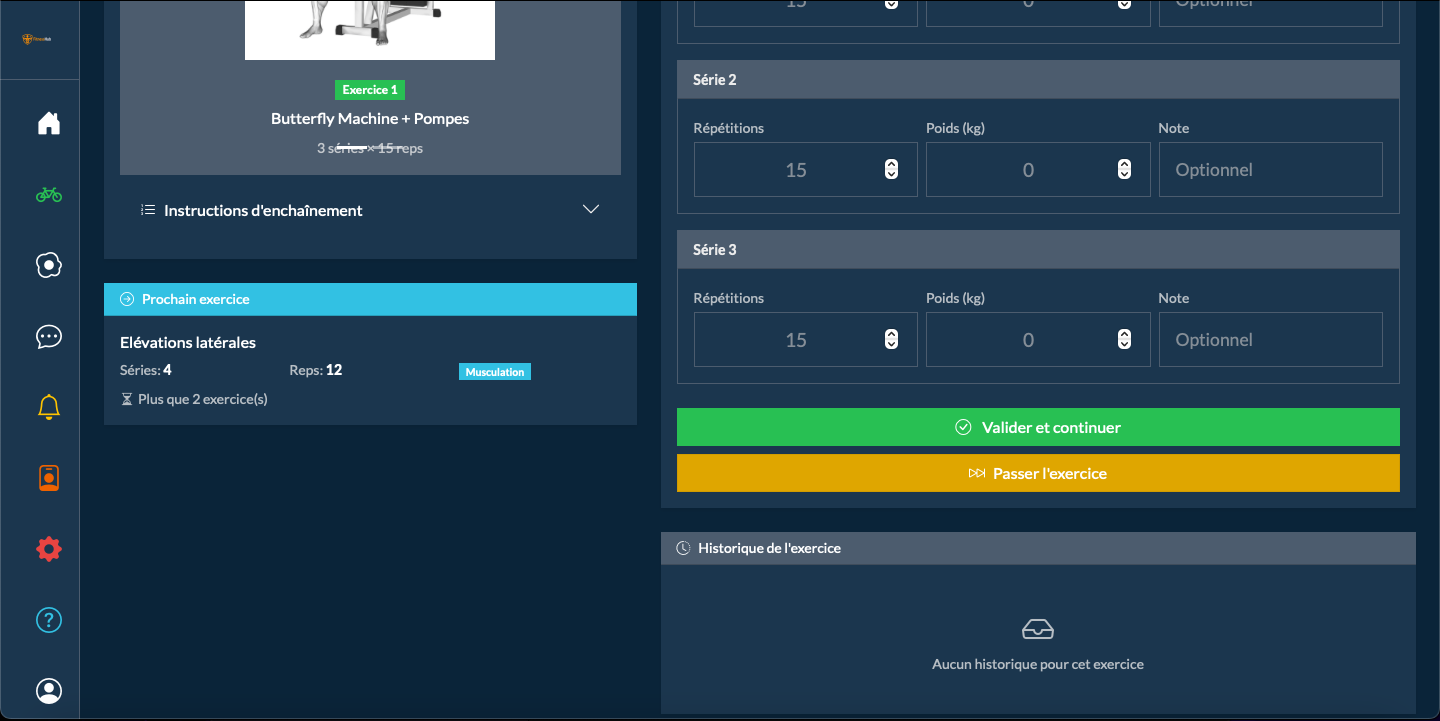 Suivi Séance en Cours Sportif 3
